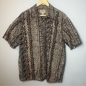 Cooke Street Honolulu Hawaiian Shirt Men’s XL Tribal Print Vacation Travel Beach